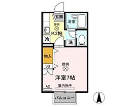 サンシャインパレス　B棟  ｜ 岡山県岡山市北区白石西新町（賃貸アパート1K・2階・23.18㎡） その2