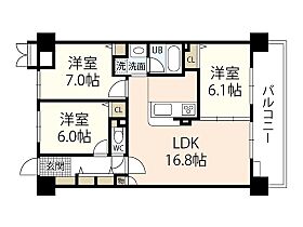 フィール野田公園  ｜ 岡山県岡山市北区野田1丁目（賃貸マンション3LDK・6階・75.64㎡） その2