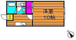 ビーライン川入　Ｂ 2階1Kの間取り