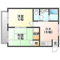 メゾンひかり1 2DKの間取図画像