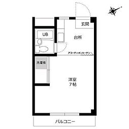 ホワイトメゾン学南1 1Kの間取図画像