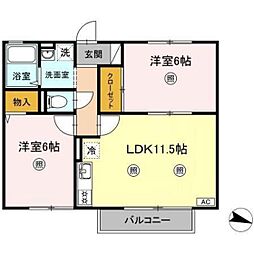 ハーモニー平島 2LDKの間取図画像