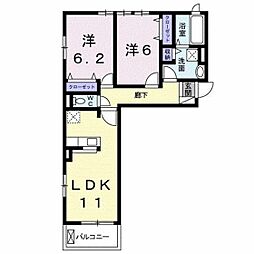 アルコバレーノ 2階2LDKの間取り