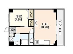 アドバンスM 2階1LDKの間取り