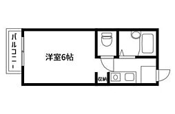 コーポ松原2 1Kの間取図画像
