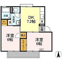 フローレス福富 2DKの間取図画像