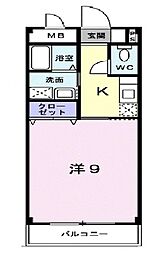 ドゥマン 1Kの間取図画像