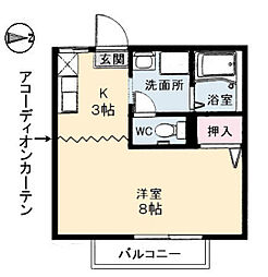 カーサ・ヴェルデ 1Kの間取図画像