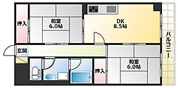 ハイデンスホンダ 2DKの間取図画像