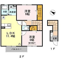 ルミエール灘崎 2LDKの間取図画像