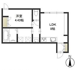 レガーレ原尾島 2階1LDKの間取り
