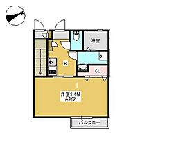 ハピネス 1階1Kの間取り