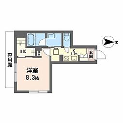 ウエストハイツ 1Kの間取図画像