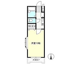 ウエストヒルズ野田C棟 1Kの間取図画像