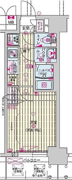 プレサンス野江内代ペルティエ 405｜大阪府大阪市都島区内代町2丁目(賃貸マンション1K・4階・22.04㎡)の写真 その2