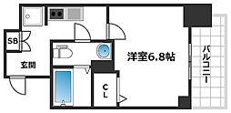 エグゼ大阪城イースト 12階1Kの間取り