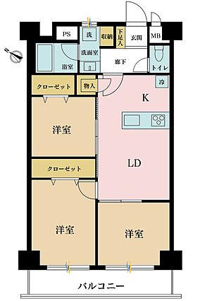 3LDK、専有...