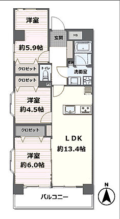 3LDK、専有...