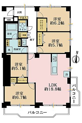 4LDK、専有...