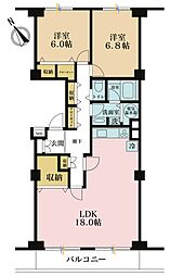 ローズハイツ武蔵小杉 2LDKの間取図画像