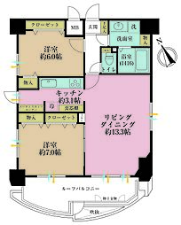パレ・ソレイユ西新宿 2LDKの間取図画像