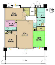コスモ武蔵中原ウイングコート 3LDKの間取図画像