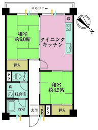 西小山ハイツ 2DKの間取図画像