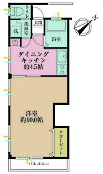 諏訪台マンション 1DKの間取図画像