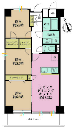 3LDK、専有...