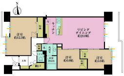 多摩川ハイム3号棟 3LDKの間取図画像