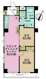 秀和祐天寺レジデンス 2LDKの間取図画像