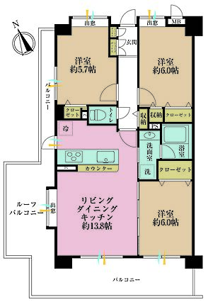 3LDK、専有...