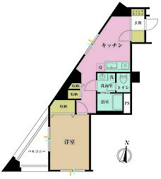 クレール芝 1Kの間取図画像