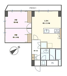 共和マンション 2LDKの間取図画像
