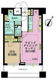 グラーサ白金高輪 1LDKの間取図画像
