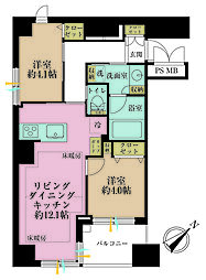 ダイナシティ三田 2LDKの間取図画像