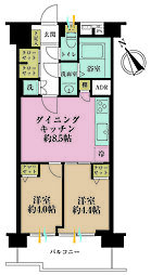 東中野ハイム 2DKの間取図画像