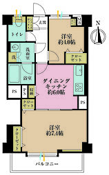 中落合マンション 2DKの間取図画像