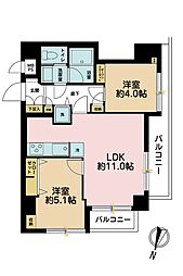 セザール大森本町 2LDKの間取図画像