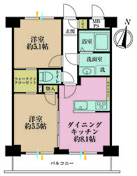 コスモ横浜大通公園 2DKの間取図画像