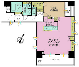 QUALIA日本橋浜町 1LDKの間取図画像