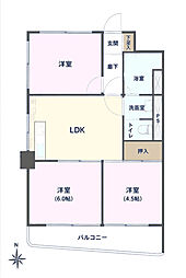 第18宮庭マンション 3DKの間取図画像