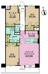 ライオンズマンション溝の口 2SLDKの間取図画像