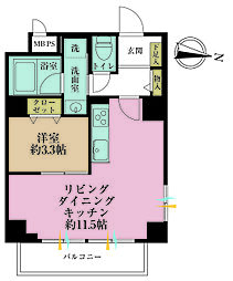 東大井シティハウス 1LDKの間取図画像