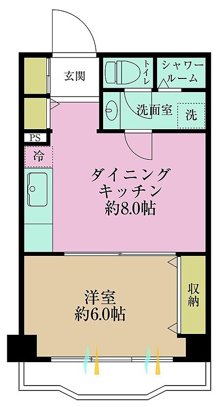 1DK、専有面積34.17?