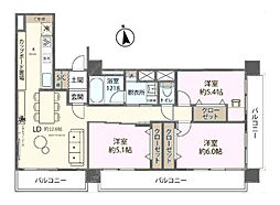 高円寺サマリヤマンション 3LDKの間取図画像