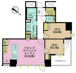 パークコート虎ノ門 2LDKの間取図画像