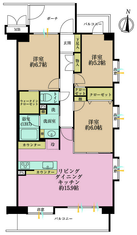 3LDK 間取り