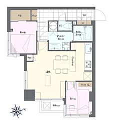 グランドメゾン麻布十番館 2LDKの間取図画像