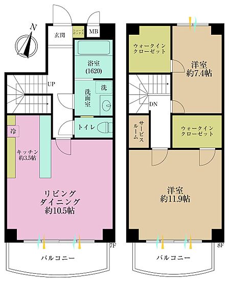 2LDK、専有面積92.95?、バルコニー面積9.42?